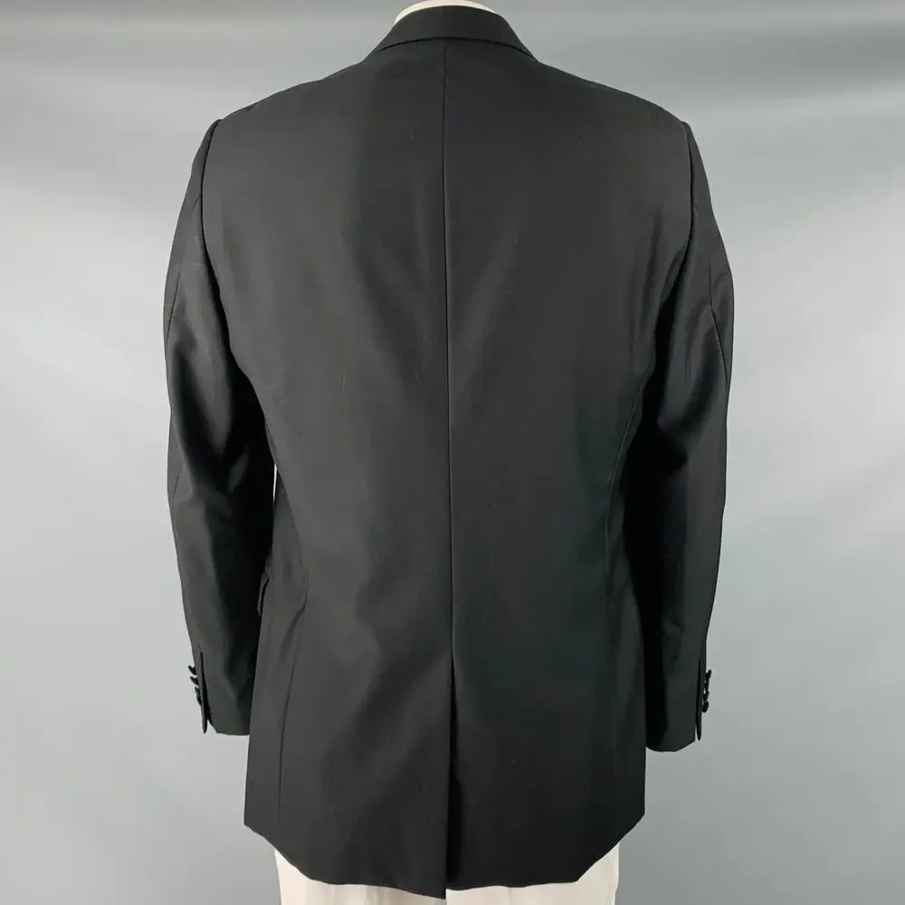 CALVIN KLEIN COLLECTION Size 44 Black Wool Notch Lapel Sport Coat